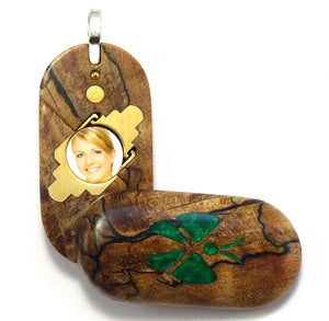 5552 Thin Spalted Maple Green Butterfly Illusionist Locket