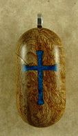 B093 Birdseye Maple Wood Cremation Ash Cross Christian Fish Locket With Secret Compartments