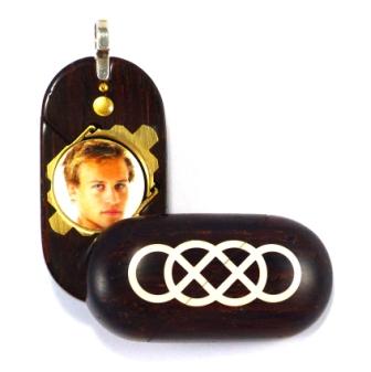 B197 Coco Bolo Wood Cremation Ash Double Infinity Locket With Secret Compartments
