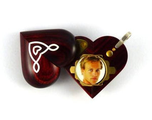 B024 Celtic Knot Cremation Ash Locket With Secret Compartments Rosewood Burgundy