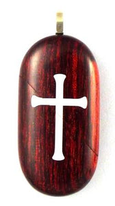 0015 Thin Cross Locket That Transforms Into Christian Fish Illusionist Locket Rosewood Burgundy