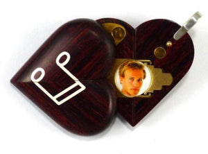 0008 Thin Piano Illusionist Locket That Transforms Into a Music Note Locket Rosewood Burgundy