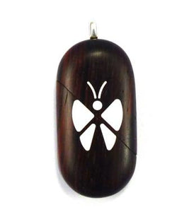 0017 Natural Butterfly Illusionist Locket Darker Coco Bolo Wood